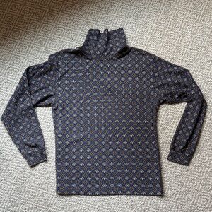St. John's Bay Blue and Brown Patterned Turtleneck